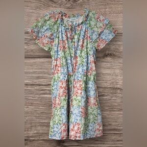 Like new! NEW Olivia James The Label Tinsley Ditsy Patchwork Dress Blue M